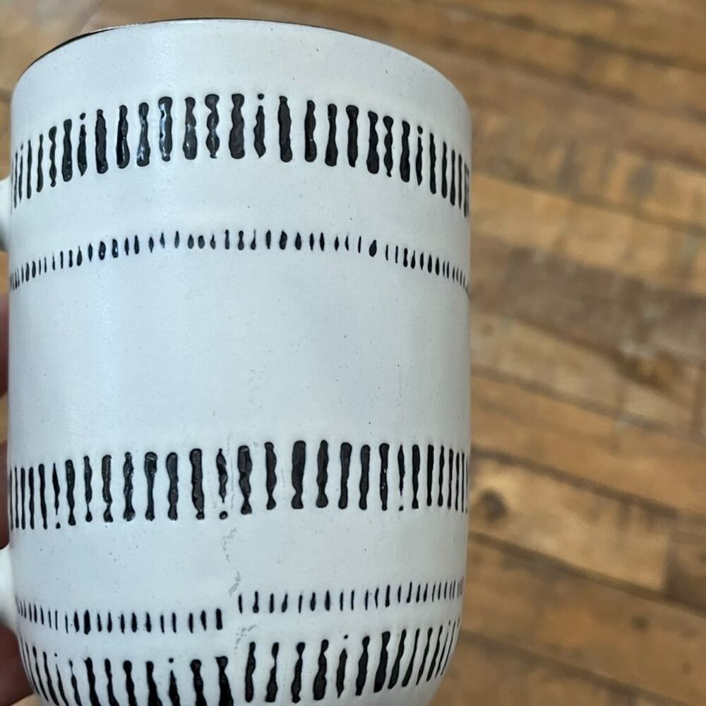 Hearth & Hand with Magnolia Stoneware Coffee Mug Cup 14oz White Black - Picture 7 of 12
